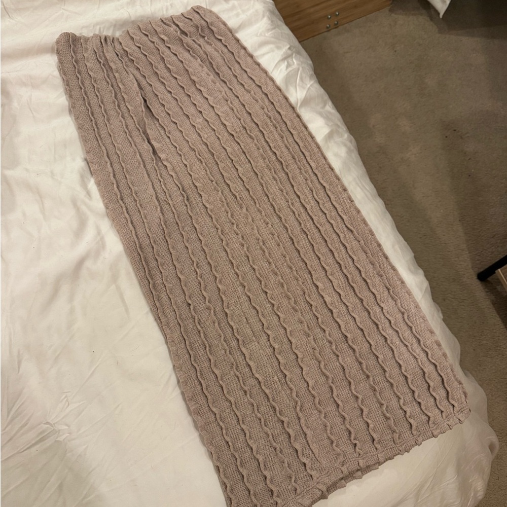 ZARA Women's Textured Tan Long Skirt